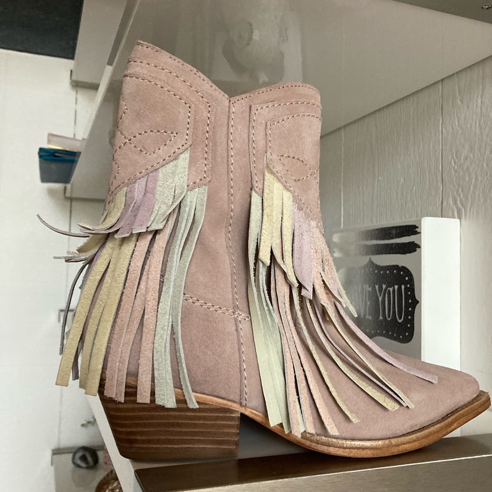 Free People Lawless Fringe Booties Sz 37/7